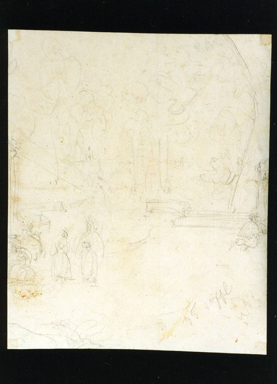 paesaggio con figure (disegno) di Carelli Consalvo (sec. XIX)
