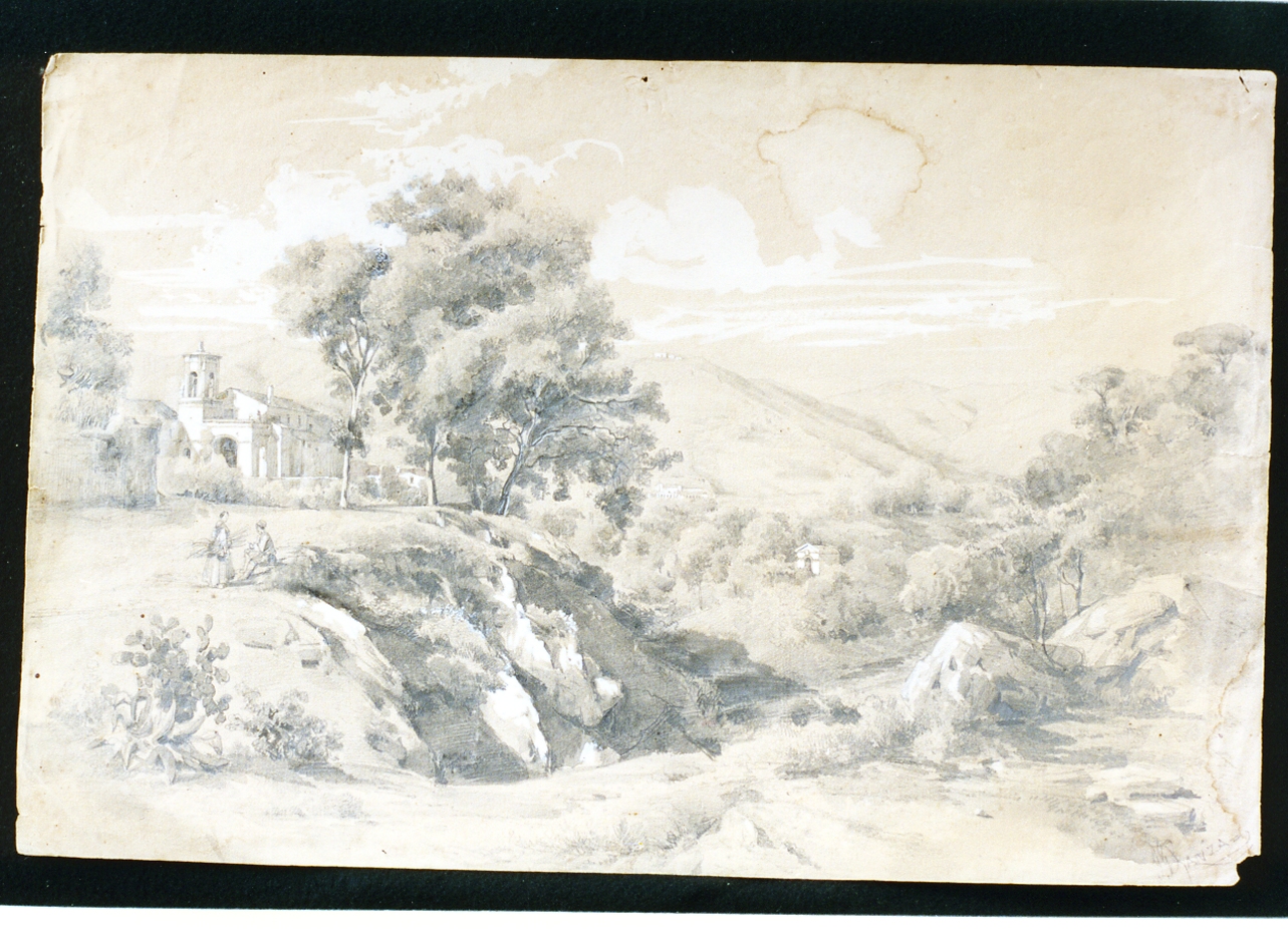 veduta di Cava dei Tirreni (disegno) di Lanza Giovanni Giordano (terzo quarto sec. XIX)