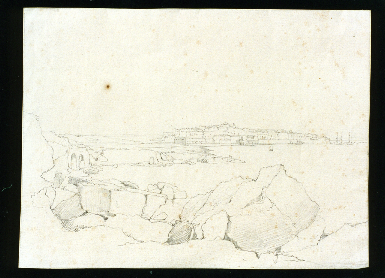 veduta di Pozzuoli (disegno) di Carelli Consalvo (seconda metà sec. XIX)