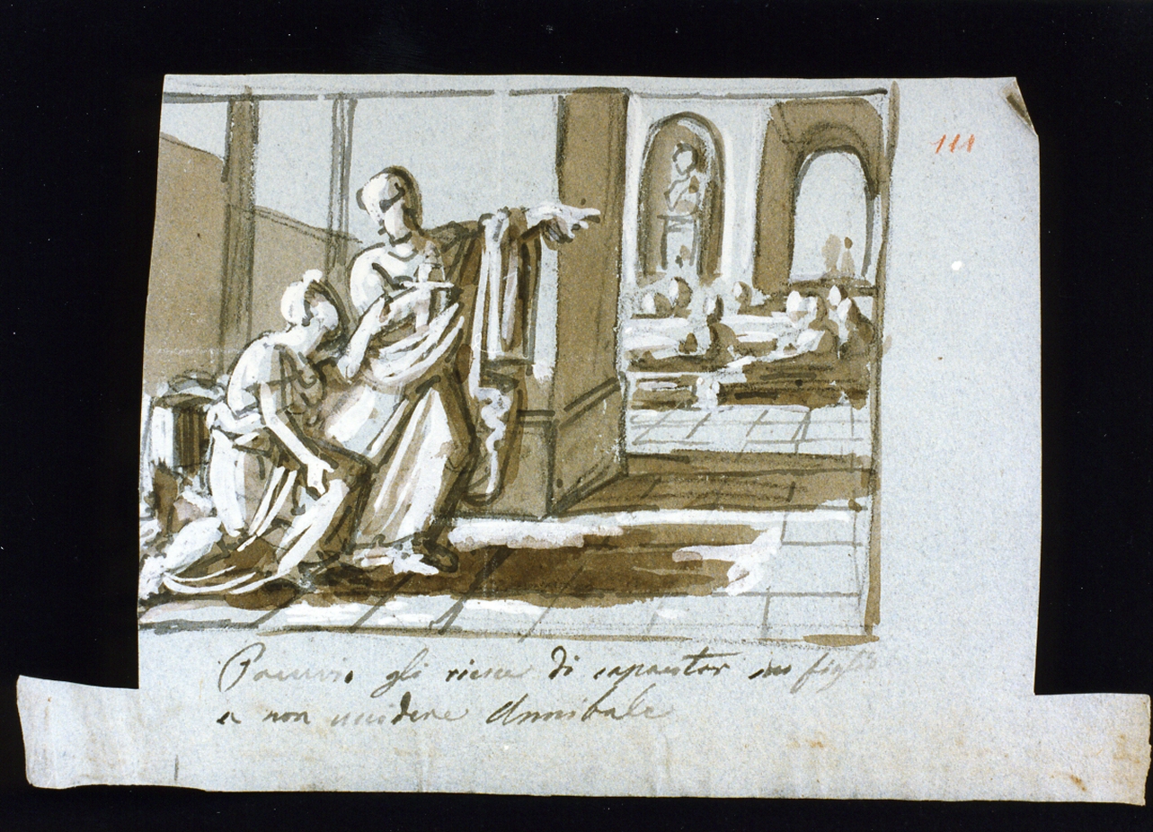 Pacuvio convince suo figlio a non uccidere Annibale (disegno) di De Vivo Tommaso (sec. XIX)