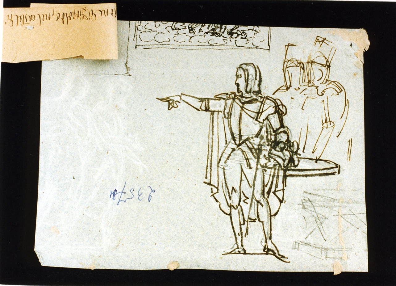 figura maschile in armatura (disegno) di De Vivo Tommaso (sec. XIX)