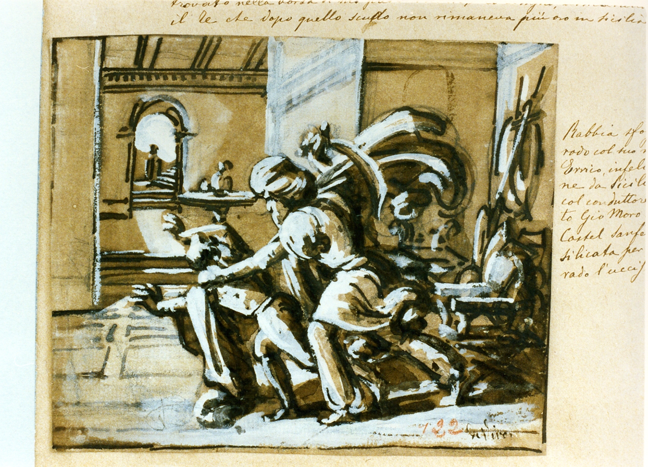 uccisione di Enrico di Svevia (disegno) di De Vivo Tommaso (sec. XIX)