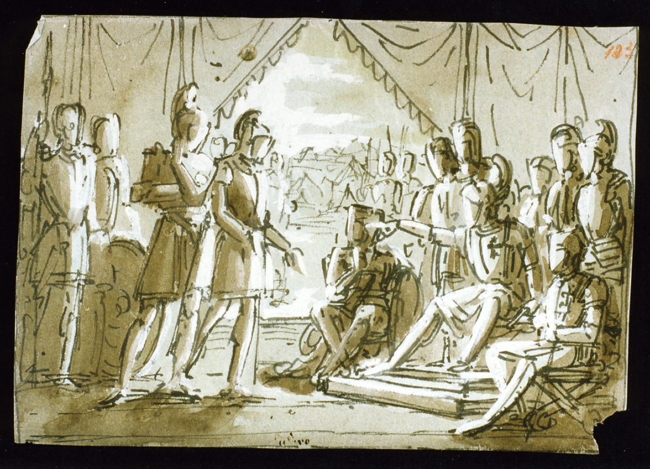 interno di un accampamento di soldati (disegno) di De Vivo Tommaso (sec. XIX)