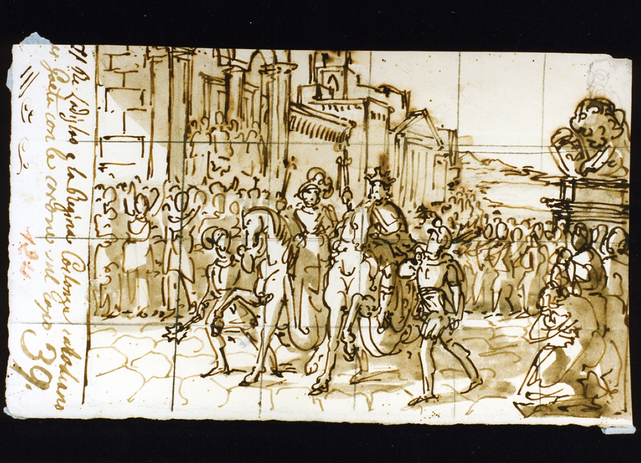 ingresso del re Ladislao e della regina Costanza a Gaeta (disegno) di De Vivo Tommaso (sec. XIX)