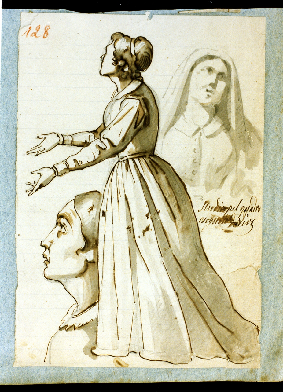 studi per figure femminili (disegno) di De Vivo Tommaso (sec. XIX)
