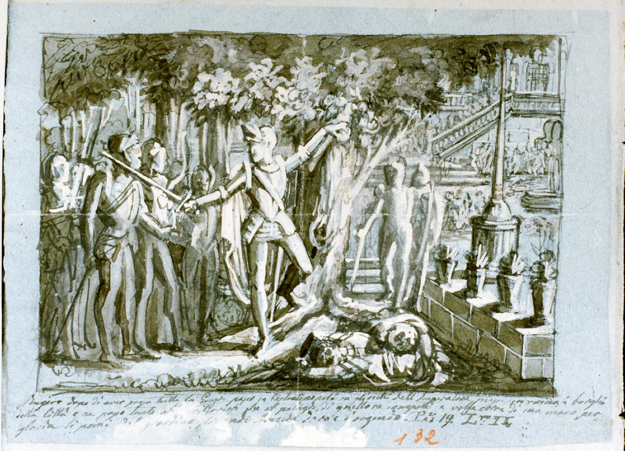 Ruggiero entra in Costantinopoli (disegno) di De Vivo Tommaso (sec. XIX)