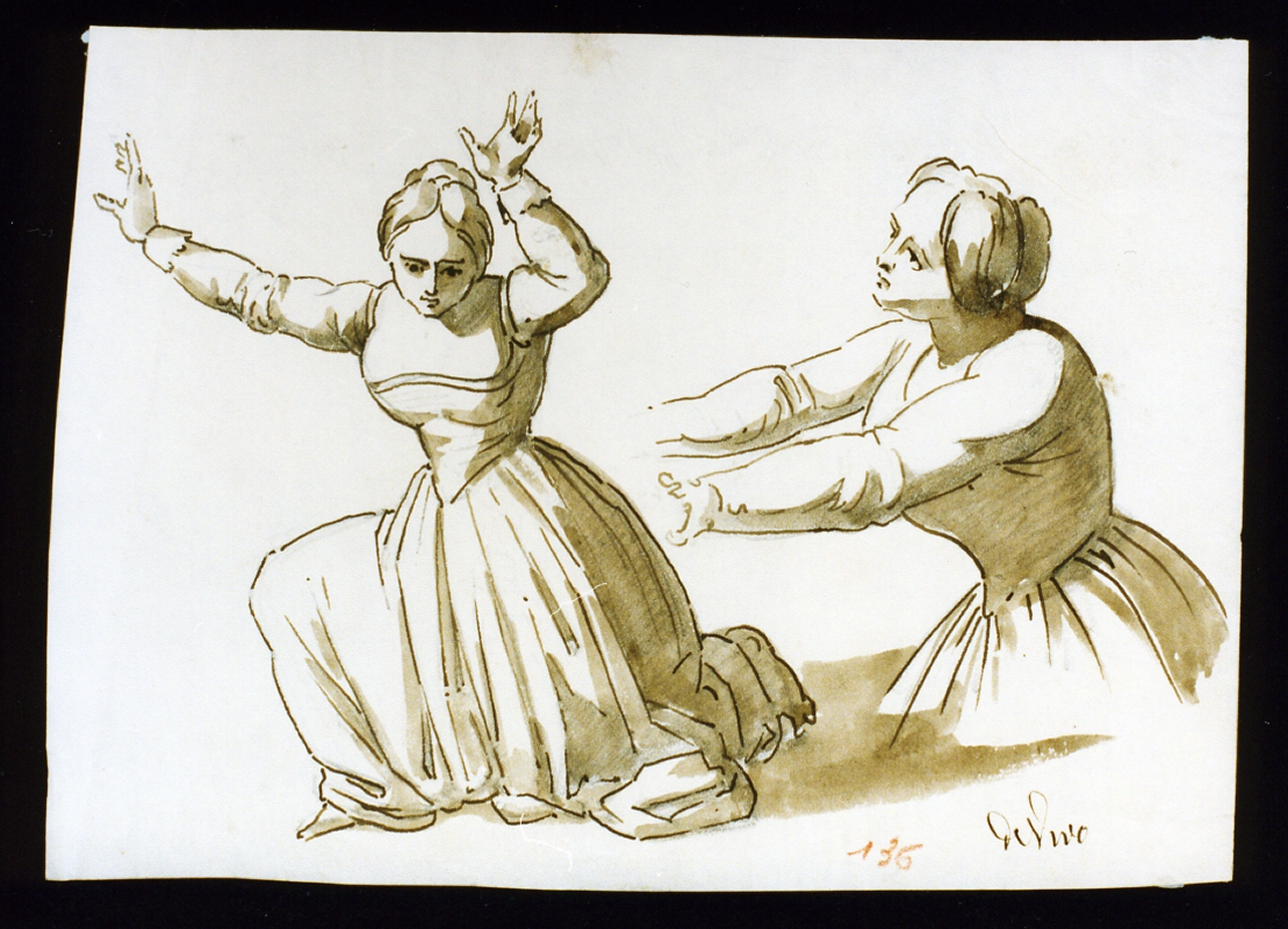 studi per figura femminile (disegno) di De Vivo Tommaso (sec. XIX)