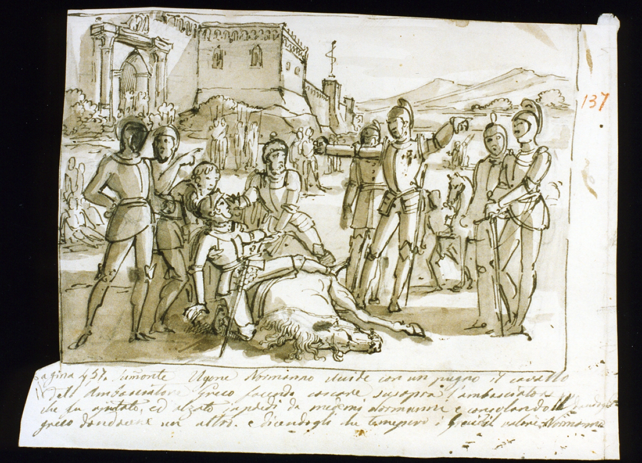 episodio della vita di Ugone il Normanno (disegno) di De Vivo Tommaso (sec. XIX)