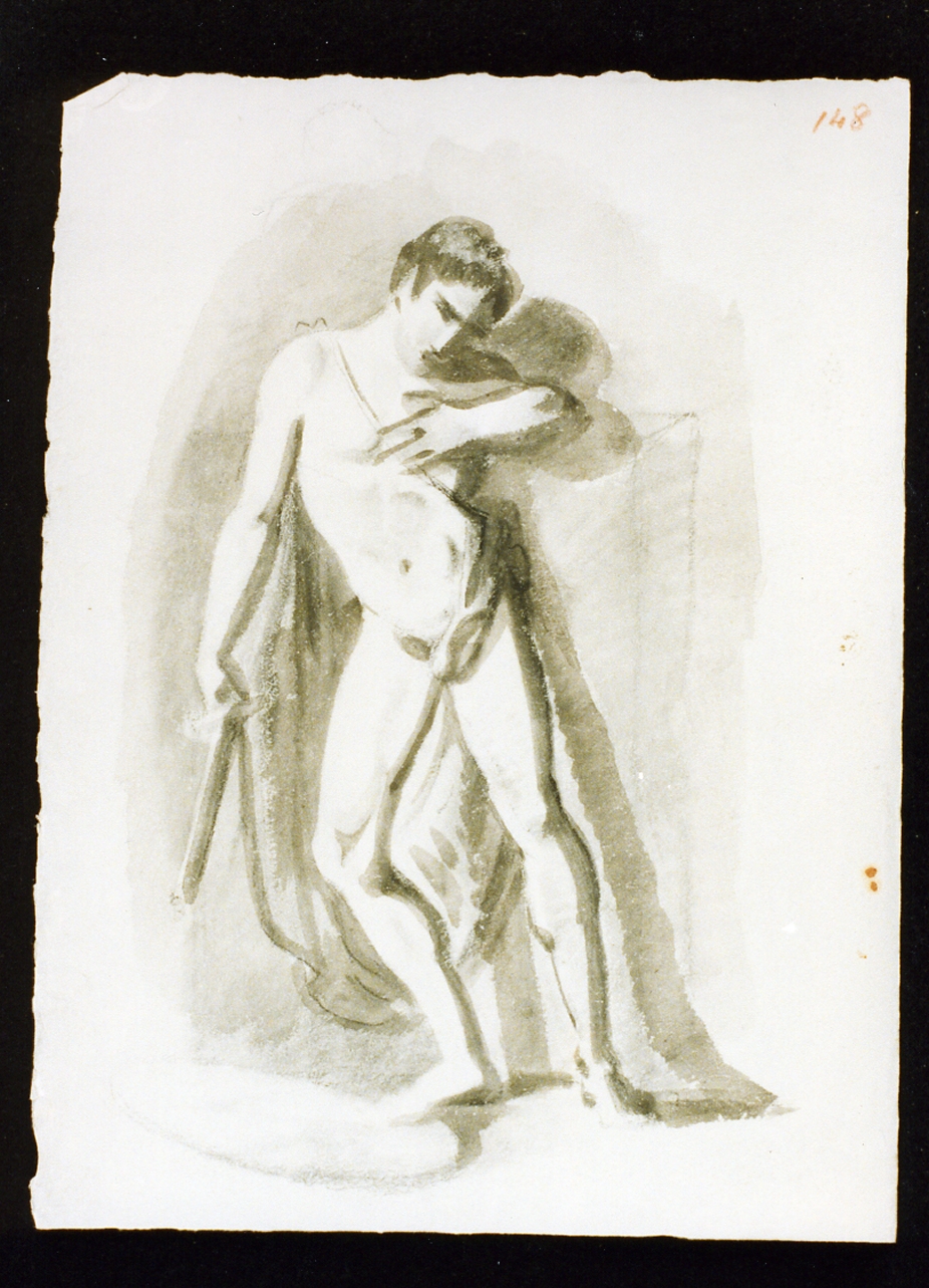 figura virile nuda armata (disegno) di De Vivo Tommaso (sec. XIX)