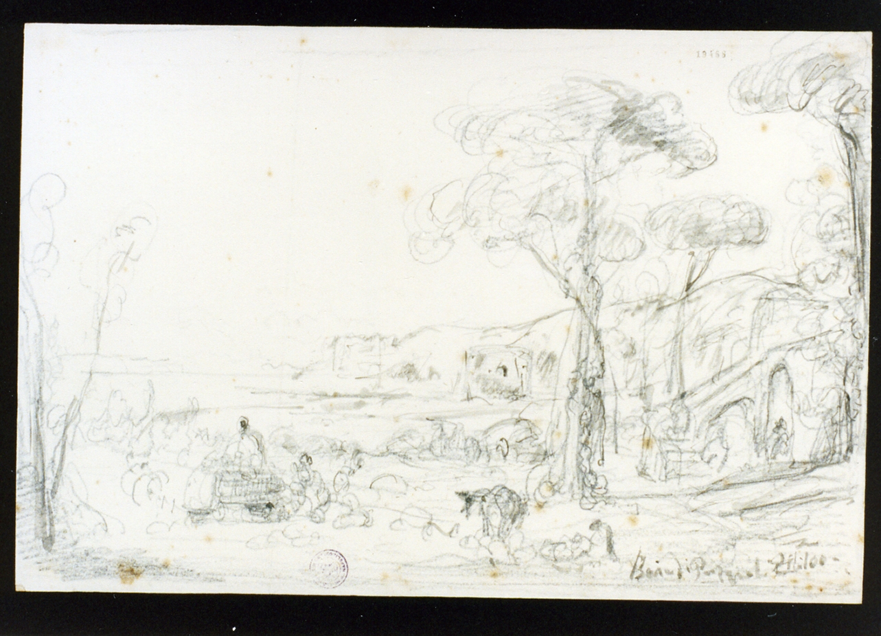 veduta di Baia (disegno) di Pitloo Anton Sminck (sec. XIX)
