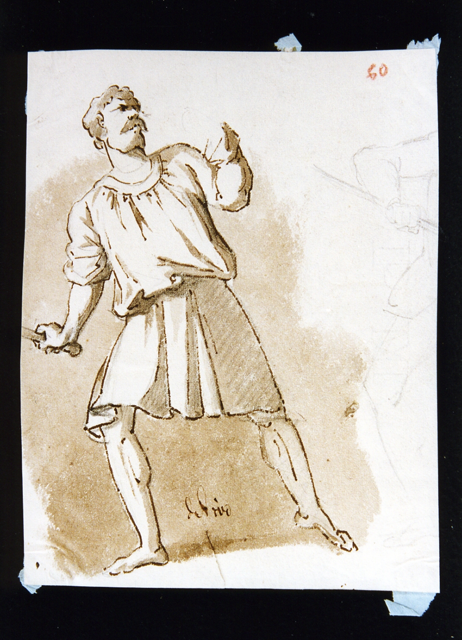 studio di figura virile con spada (disegno) di De Vivo Tommaso (sec. XIX)