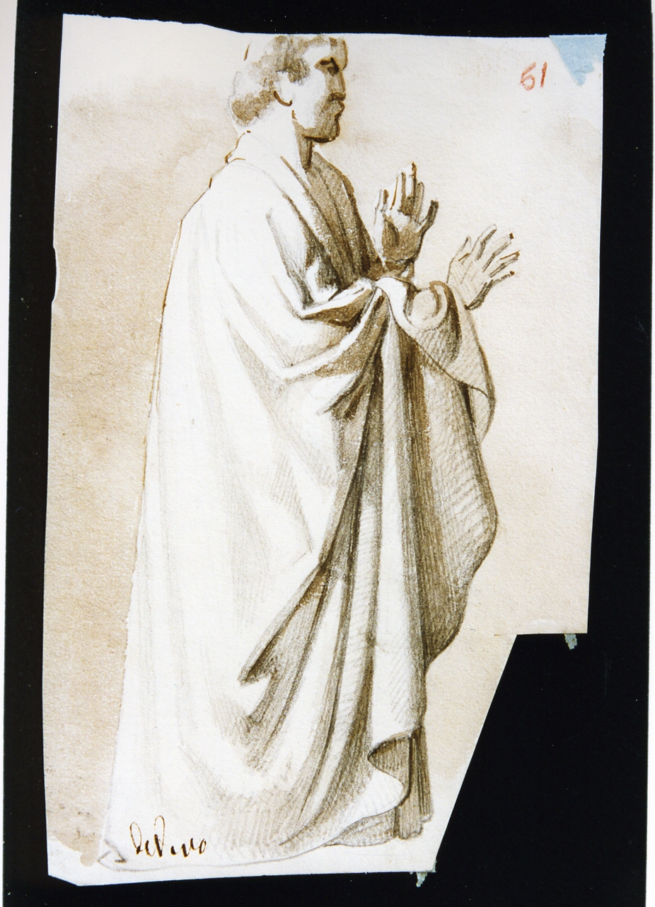 studio di figura virile panneggiata (disegno) di De Vivo Tommaso (sec. XIX)