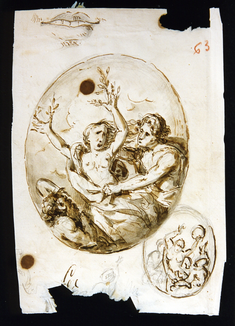 schizzo per Apollo e Dafne ed altri schizzi (disegno) di De Vivo Tommaso (sec. XIX)