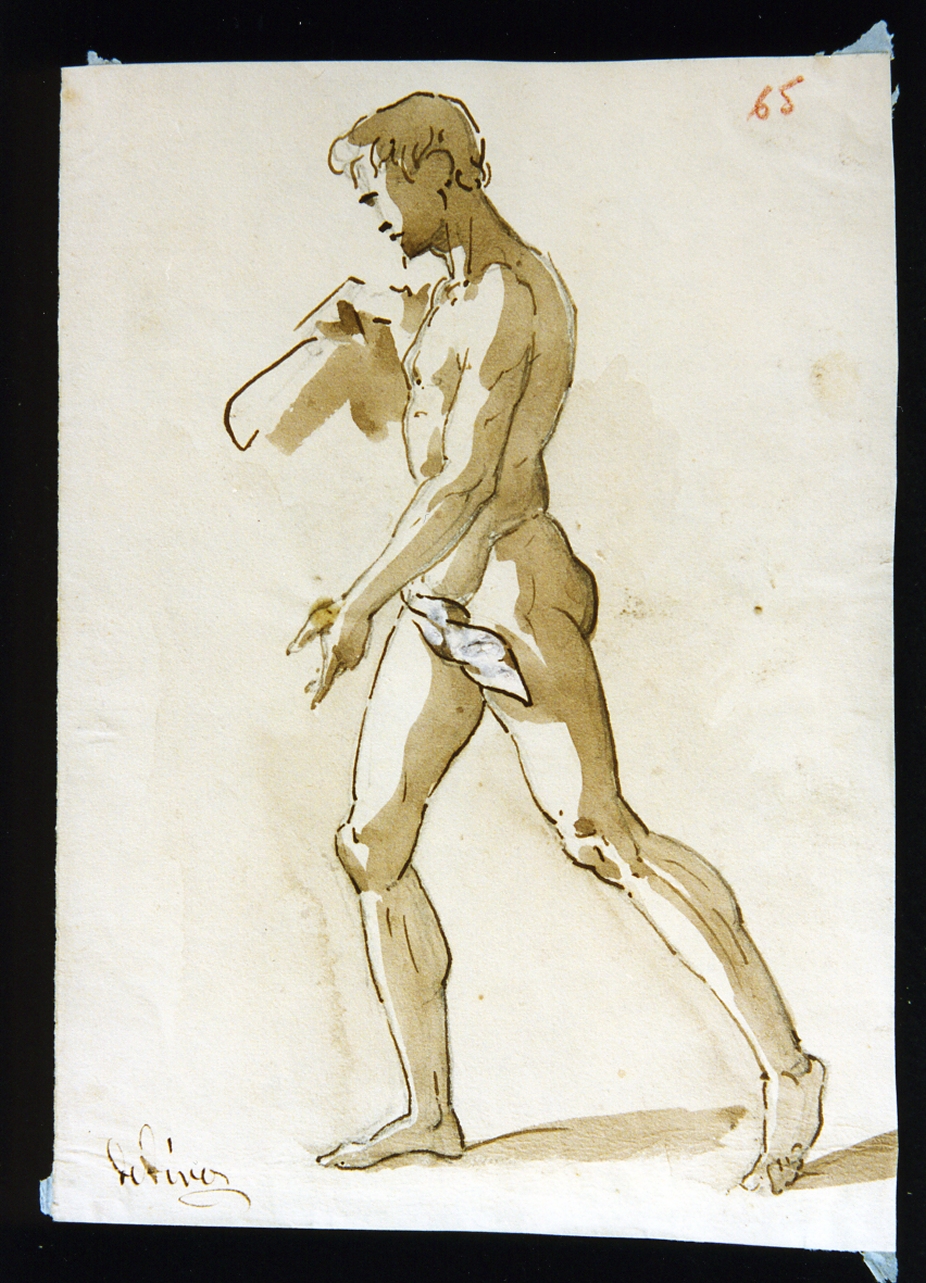 studio di figura virile nuda (disegno) di De Vivo Tommaso (sec. XIX)