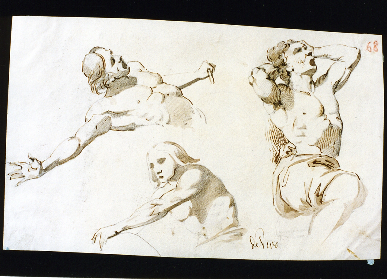 tre studi di figure (disegno) di De Vivo Tommaso (sec. XIX)