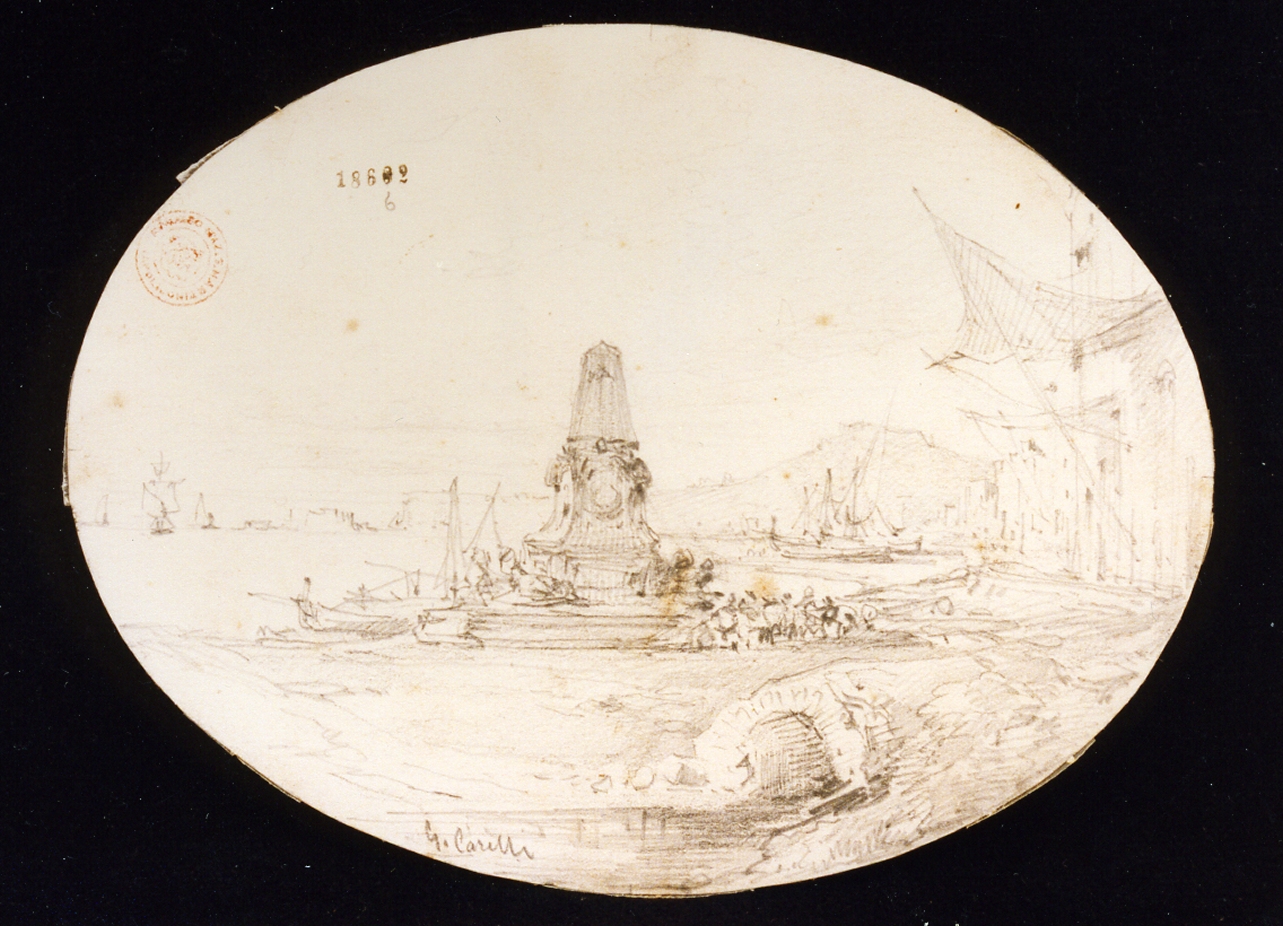 paesaggio della Marinella (disegno) di Carelli Consalvo (sec. XIX)