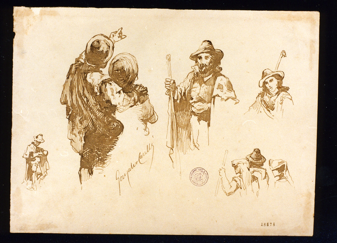 studio di pastori (disegno) di Carelli Consalvo (sec. XIX)