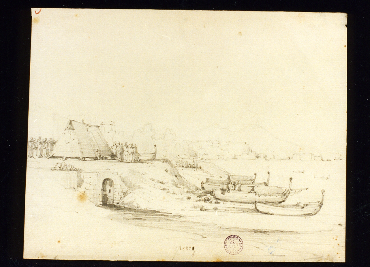 veduta di Mergellina a Napoli (disegno) di Carelli Consalvo (sec. XIX)