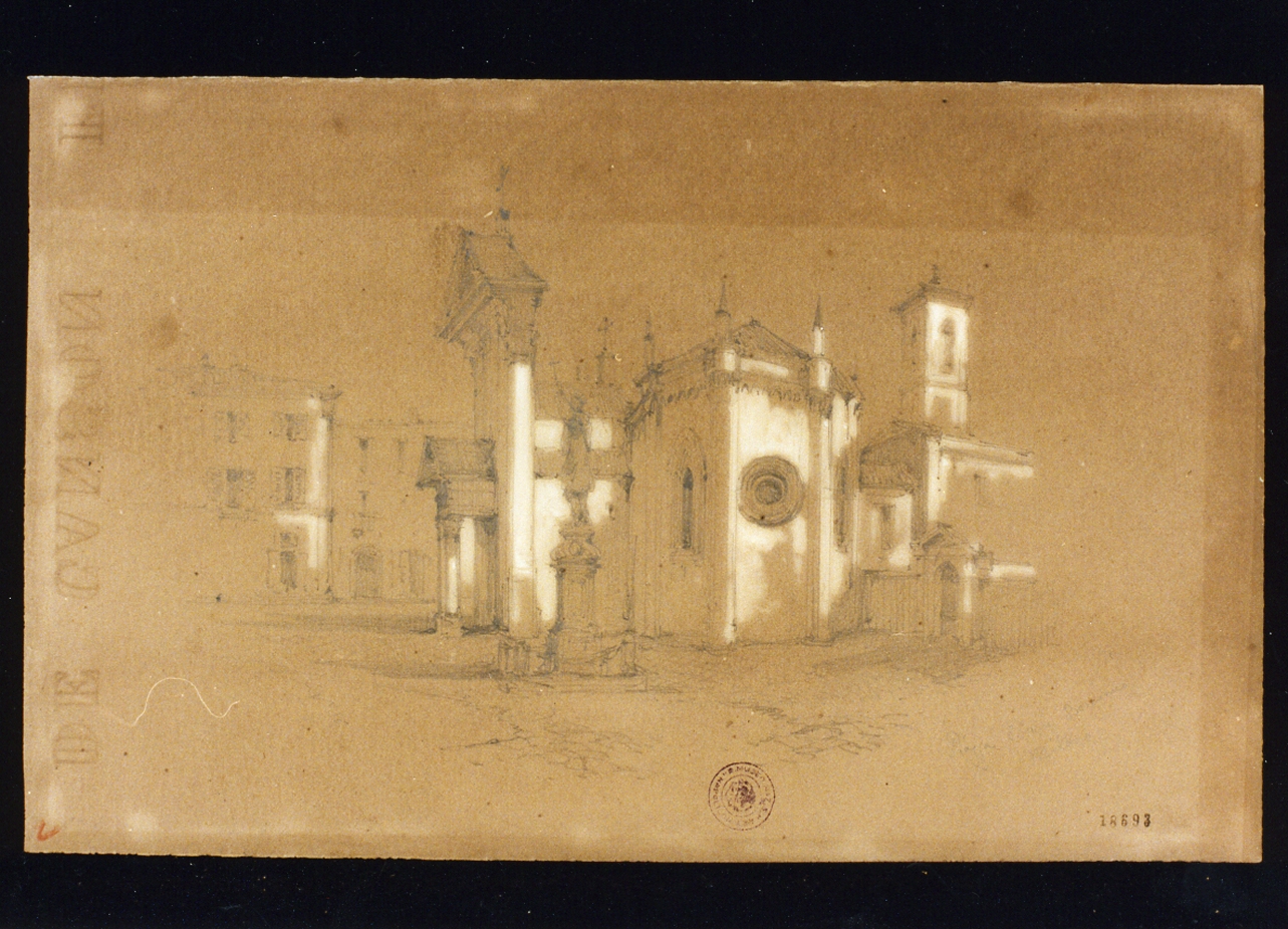 veduta di piazza San Carlo Borromeo (disegno) di Carelli Consalvo (sec. XIX)