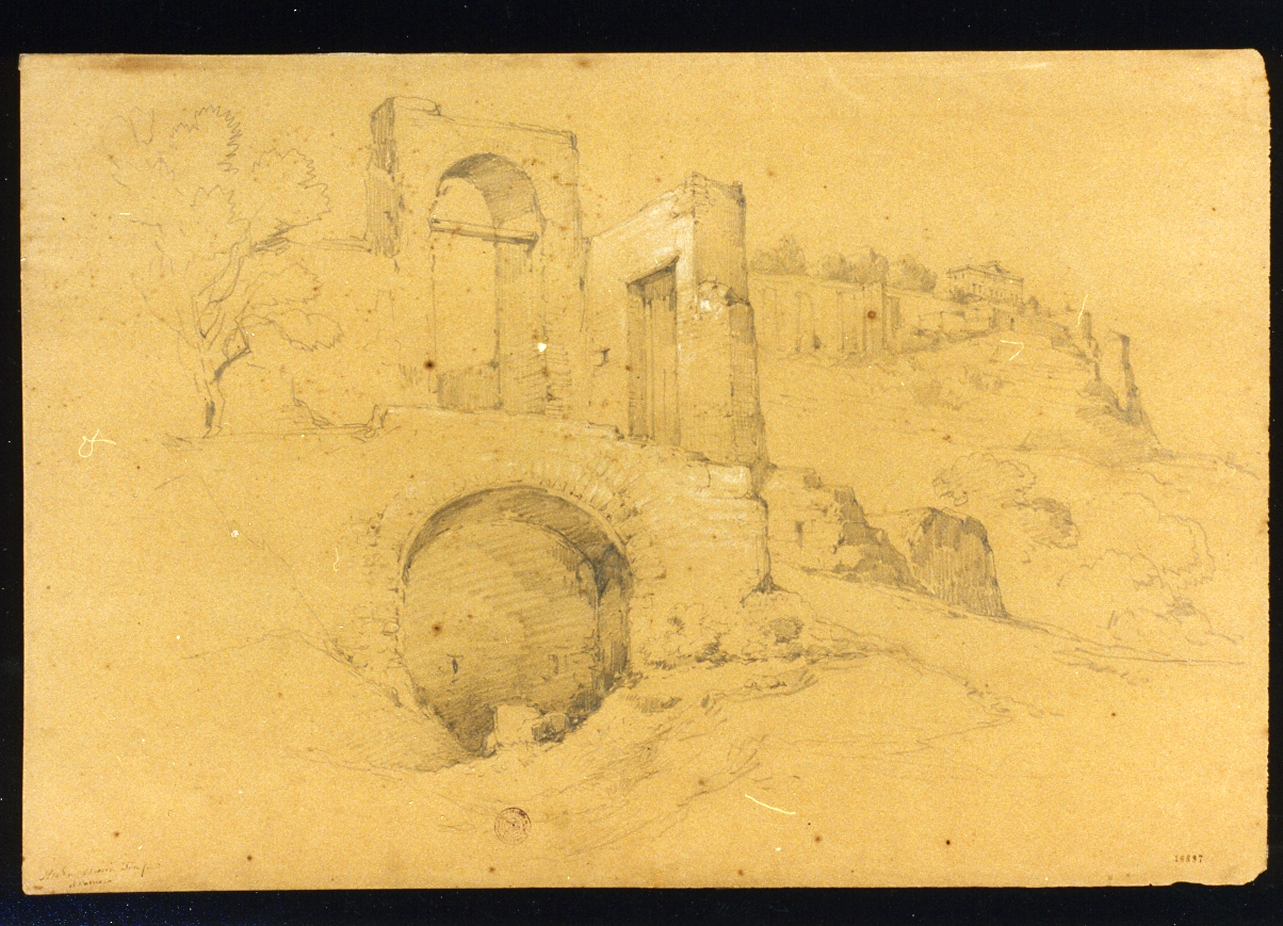 veduta con strada Maria Teresa al Vomero (disegno) di Carelli Consalvo (sec. XIX)