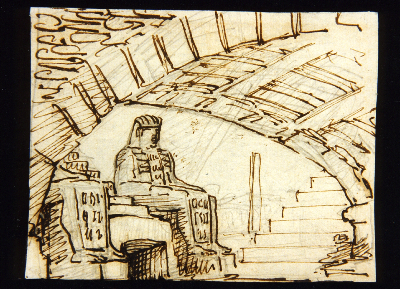 bozzetto di scenografia per Cesare in Egitto (disegno) di Niccolini Antonio (scuola) (sec. XIX)