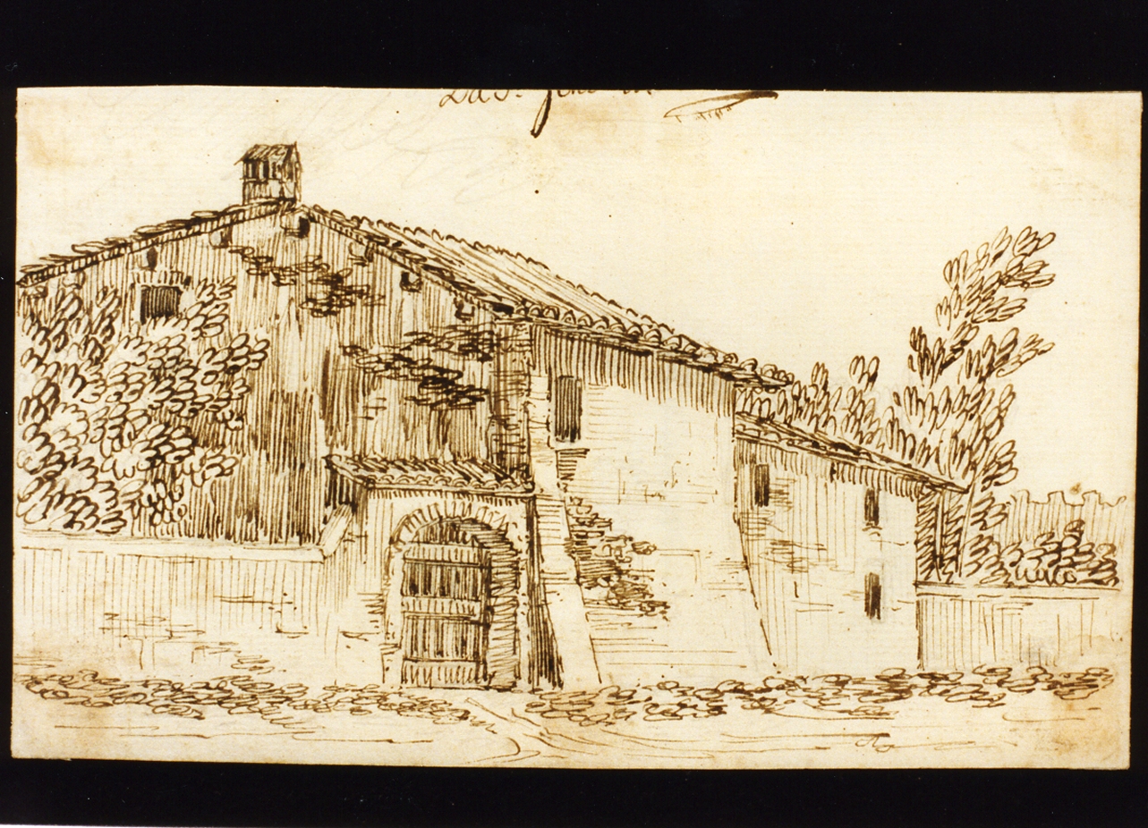 bozzetto di scenografia con casa di campagna (disegno) di Niccolini Antonio (scuola) (sec. XIX)