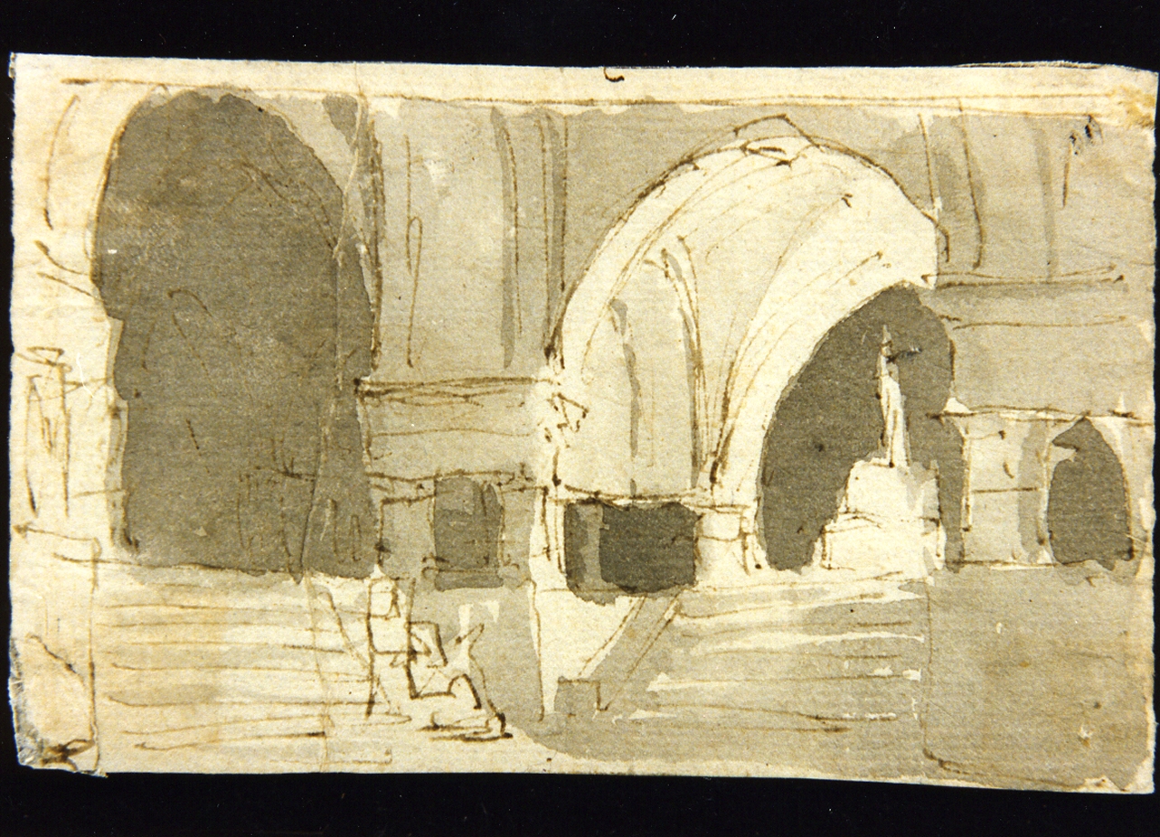 bozzetto di scenografia con ambiente archivoltato (disegno) di Niccolini Antonio (scuola) (sec. XIX)