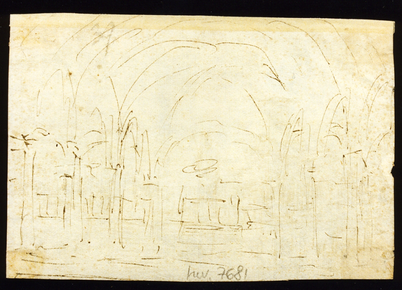 schizzo per bozzetto di scenografia (disegno) di Niccolini Antonio (scuola) (sec. XIX)