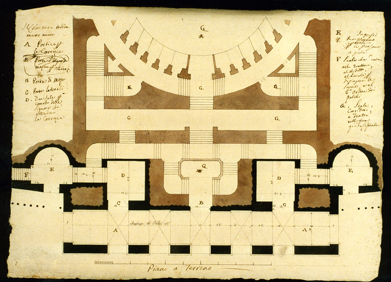 studio per lavori del teatro San Carlo (disegno) di Niccolini Antonio (sec. XIX)