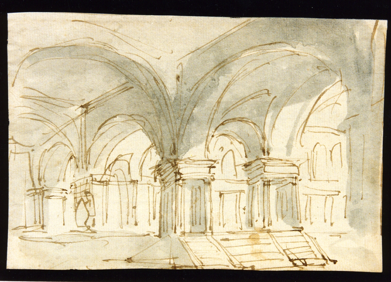 bozzetto di scenografia con porticato (disegno) di Niccolini Antonio (scuola) (sec. XIX)