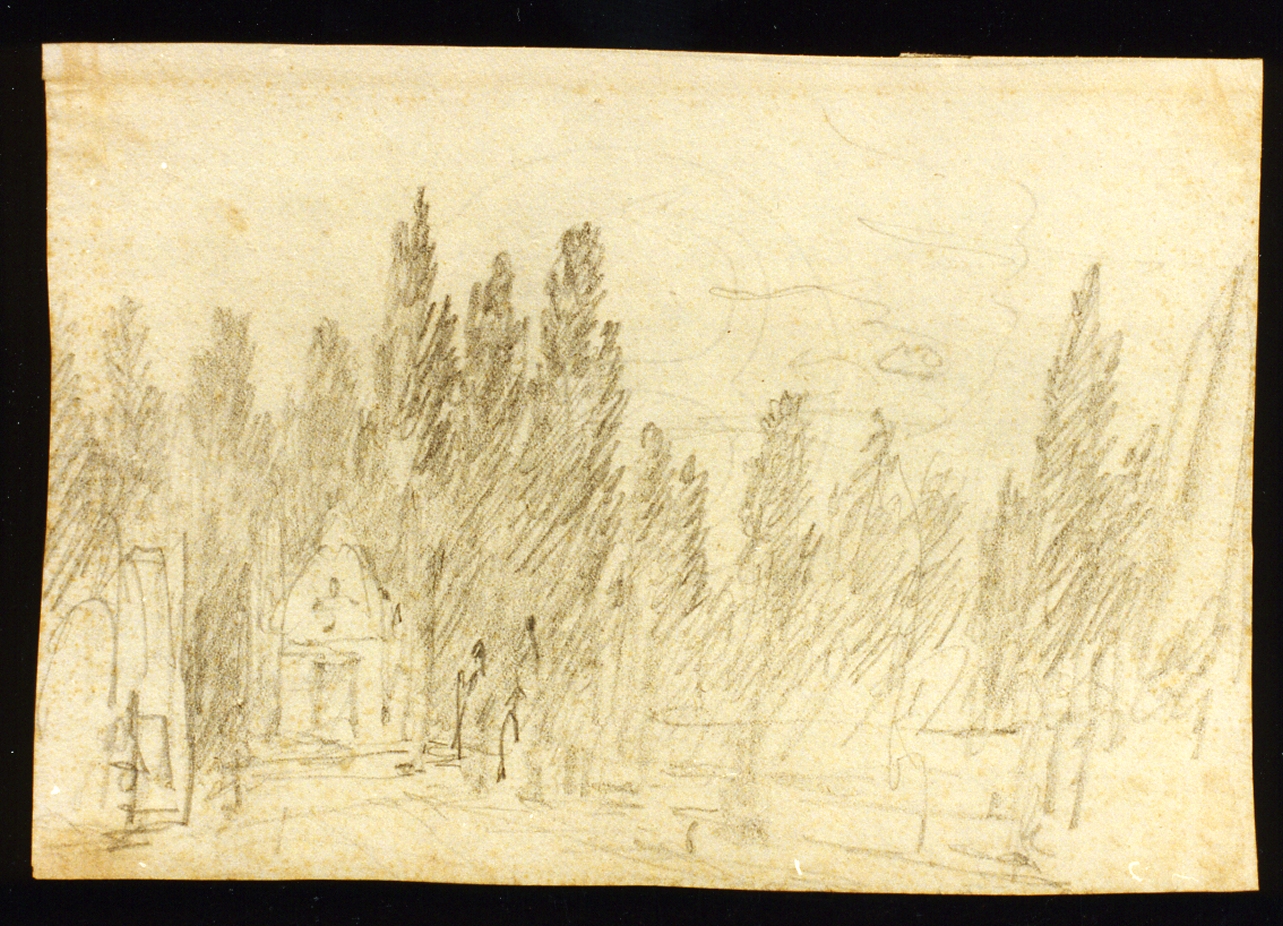 scenografia con alberi (disegno) di Niccolini Antonio (scuola) (sec. XIX)