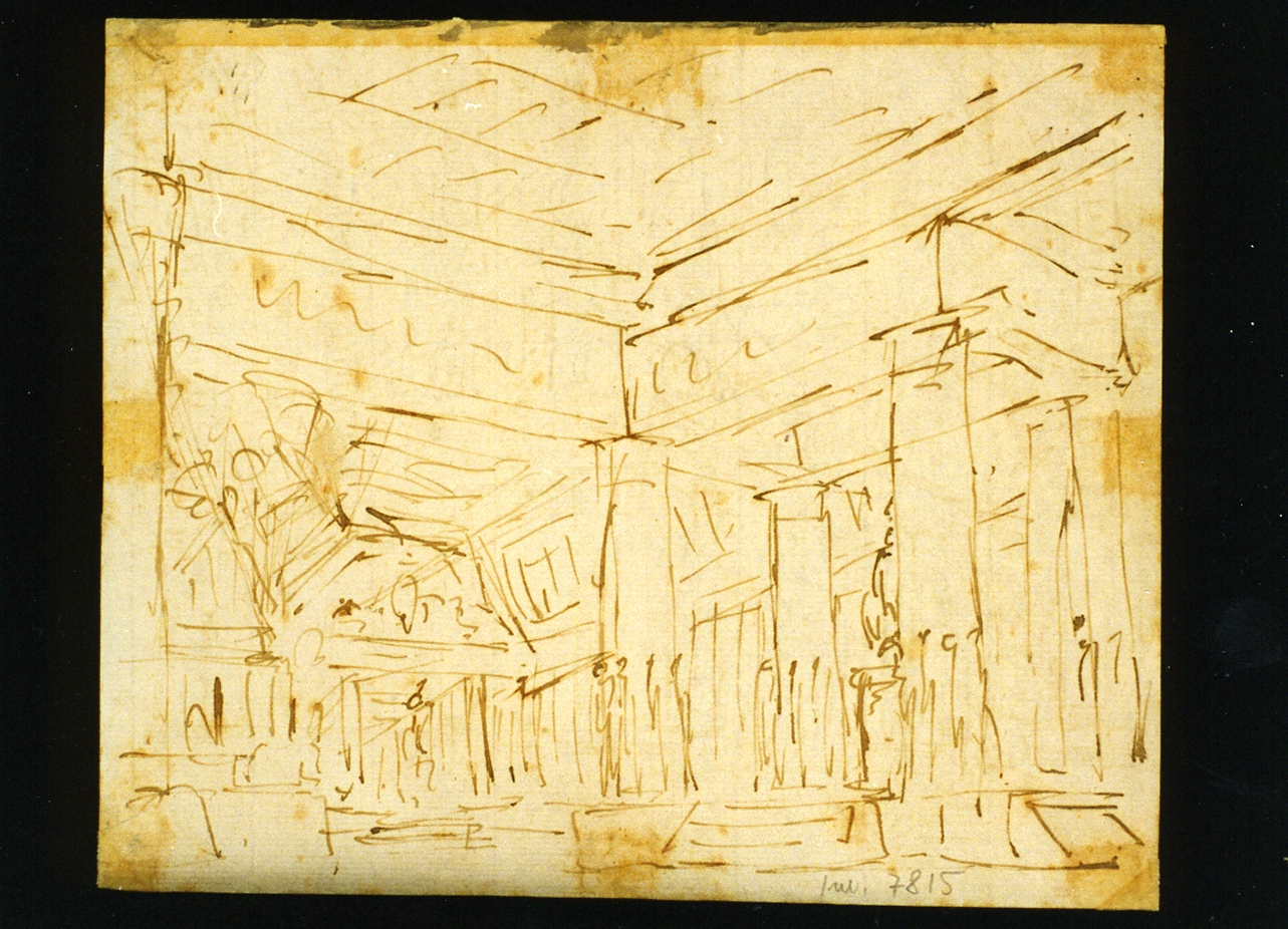 bozzetto di scenografia con colonne (disegno) di Niccolini Antonio (prima metà sec. XIX)