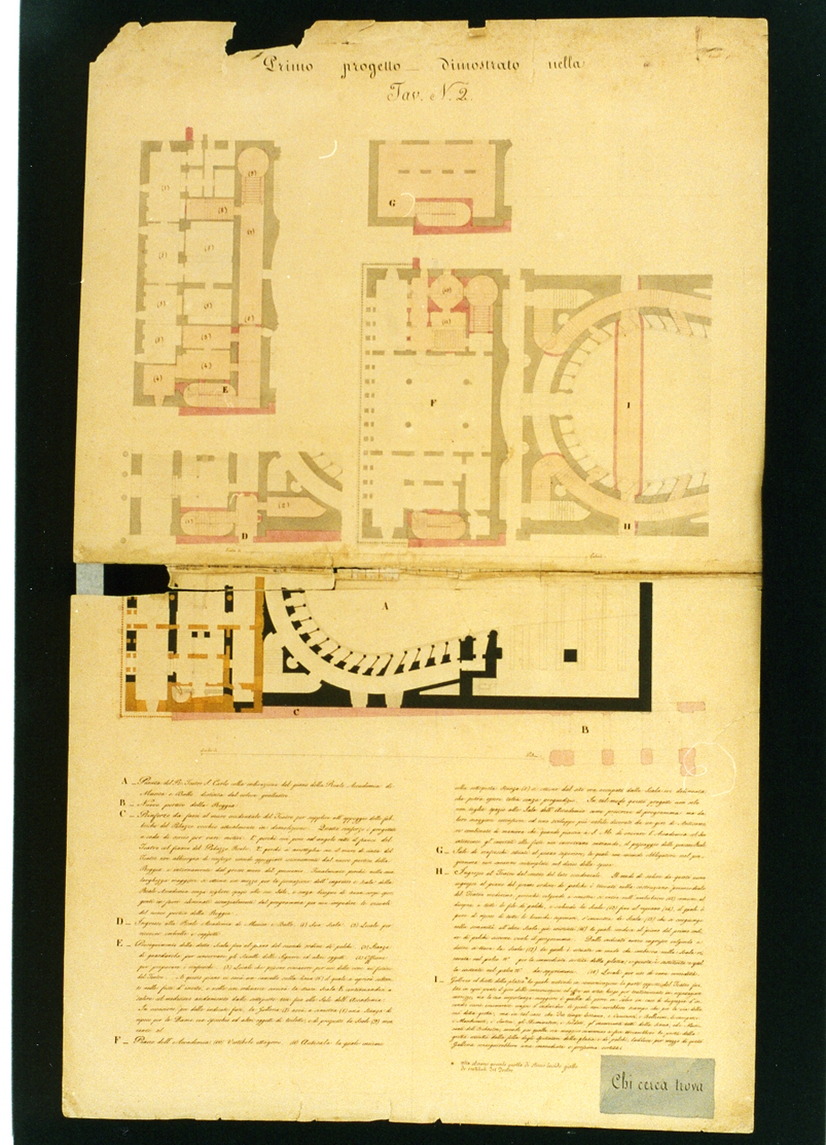 planimetria del teatro San Carlo (disegno) di Niccolini Antonio (prima metà sec. XIX)