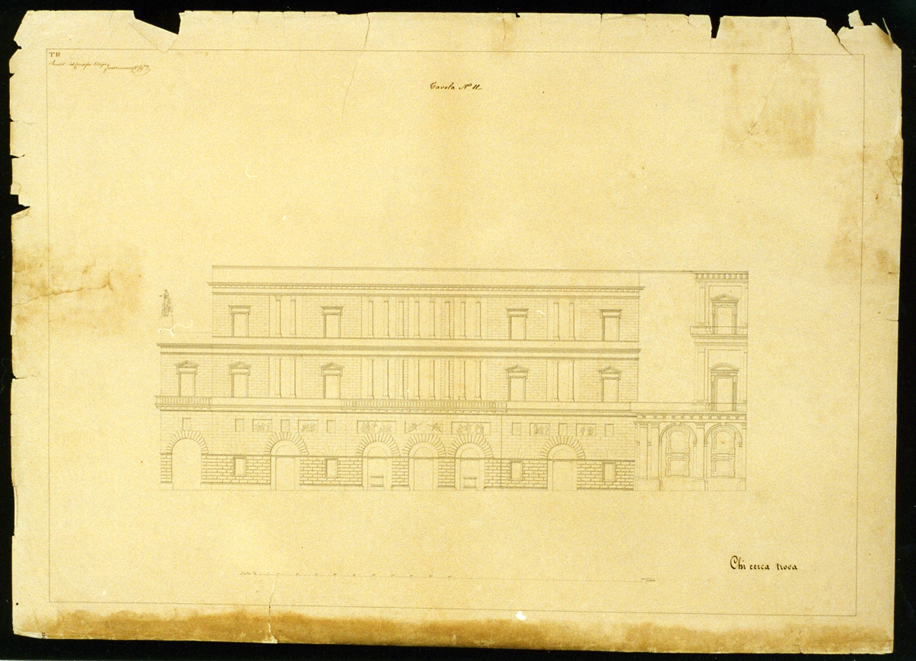 progetto per il fianco del teatro San Carlo (disegno) di Niccolini Antonio (prima metà sec. XIX)