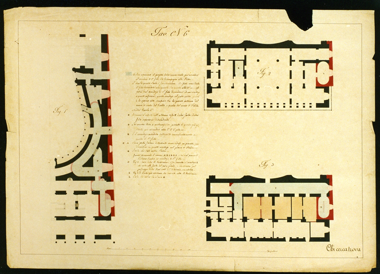 progetto per il fianco del teatro San Carlo (disegno) di Niccolini Antonio (prima metà sec. XIX)