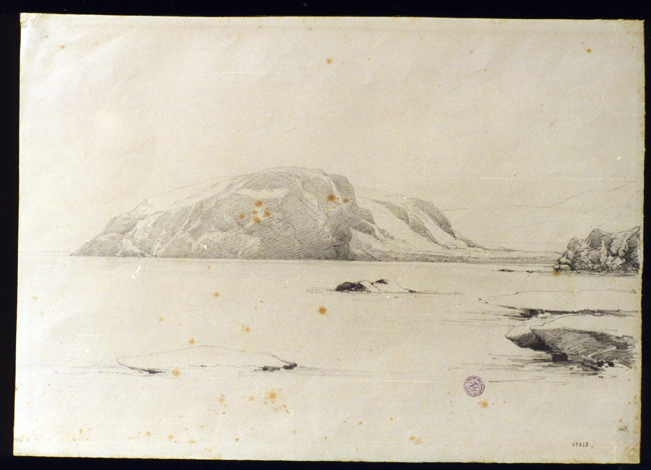 paesaggio con isolotto (disegno) di Lanza Giovanni Giordano (seconda metà sec. XIX)