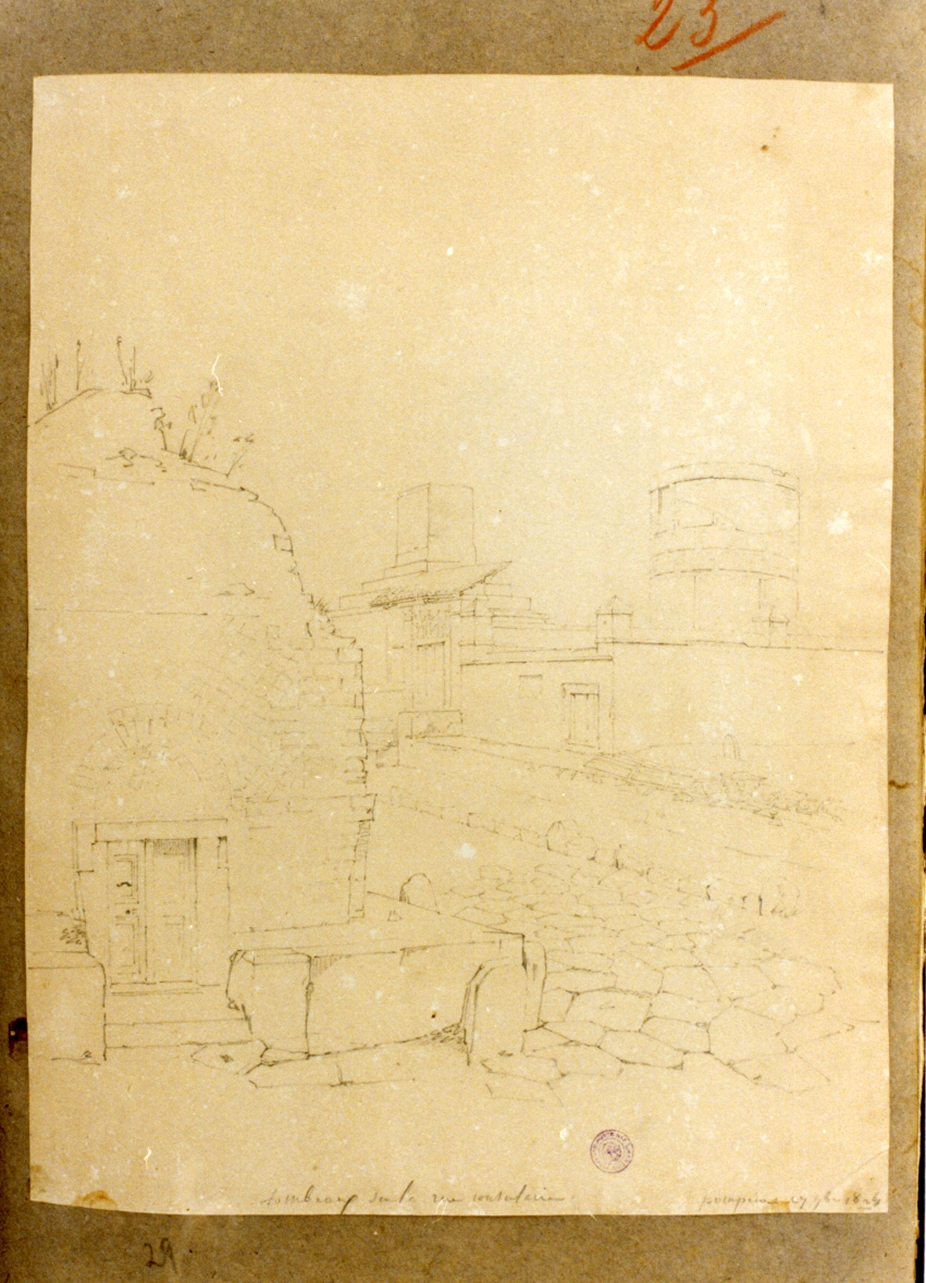 via delle tombe a Pompei (disegno) di Vervloet Frans (primo quarto sec. XIX)