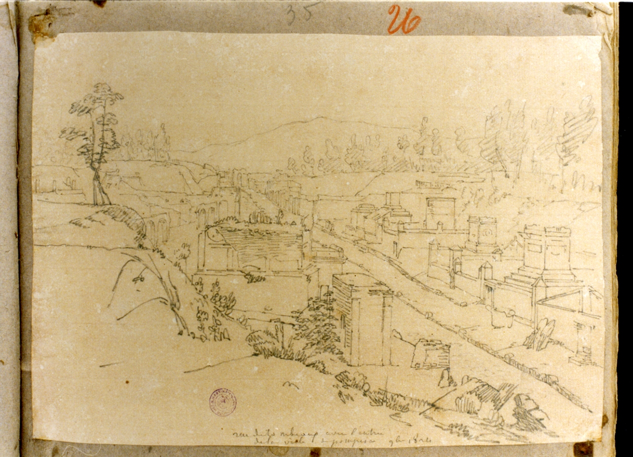 via delle tombe a Pompei (disegno) di Vervloet Frans (primo quarto sec. XIX)