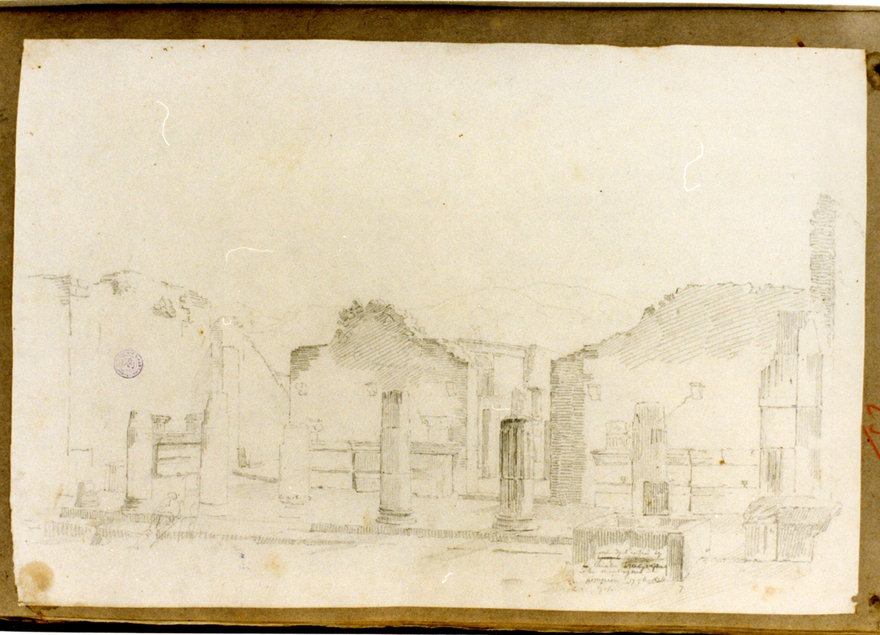 veduta degli scavi di Pompei (disegno) di Vervloet Frans (primo quarto sec. XIX)