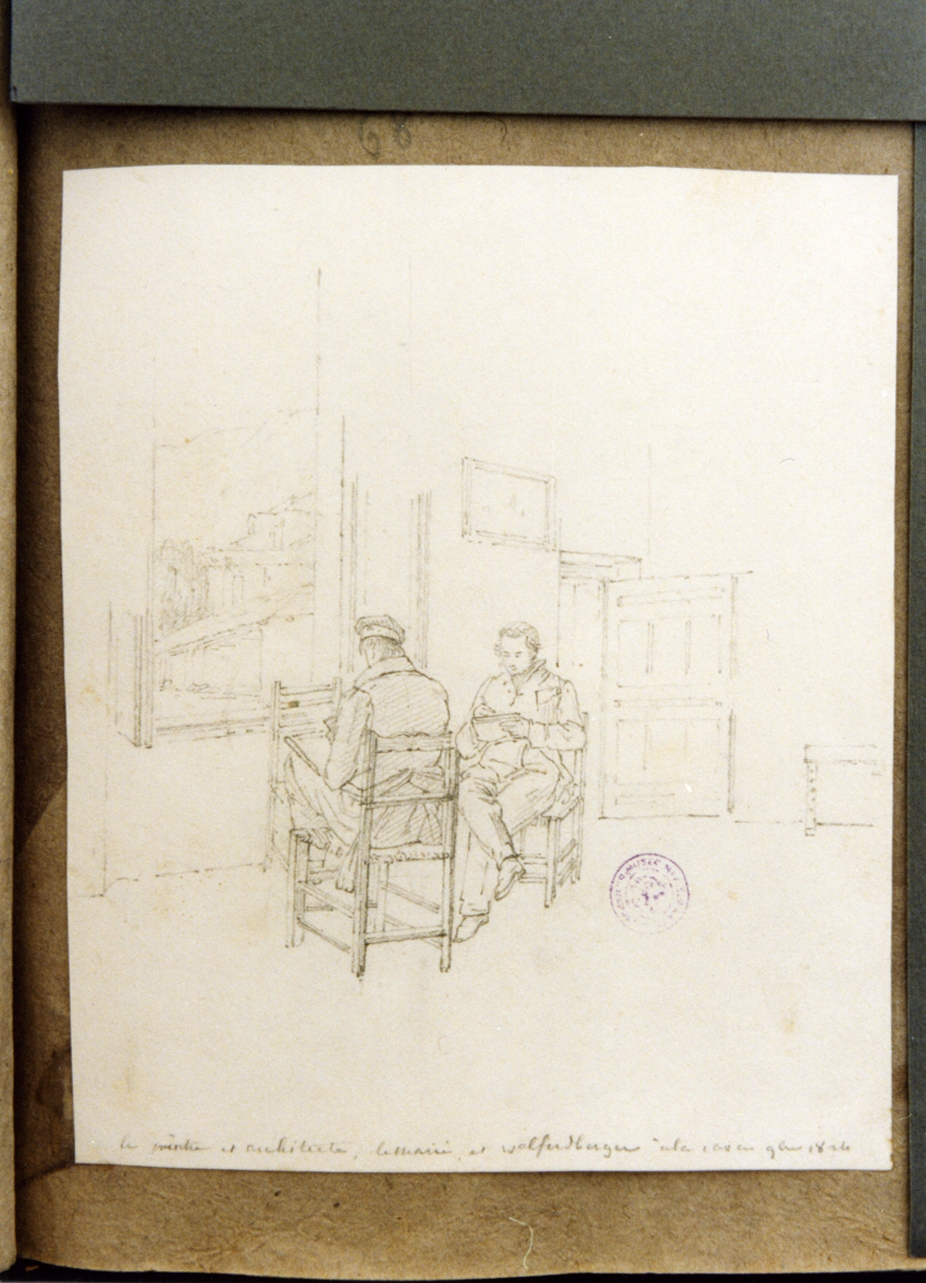 interno con figure (disegno) di Vervloet Frans (primo quarto sec. XIX)