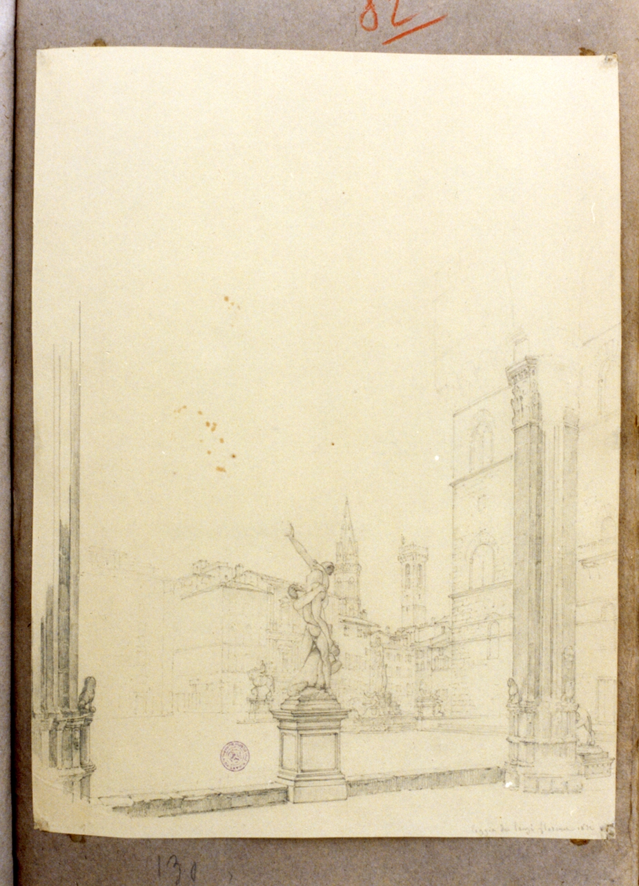 Loggia dei Lanzi a Firenze (disegno) di Vervloet Frans (secondo quarto sec. XIX)