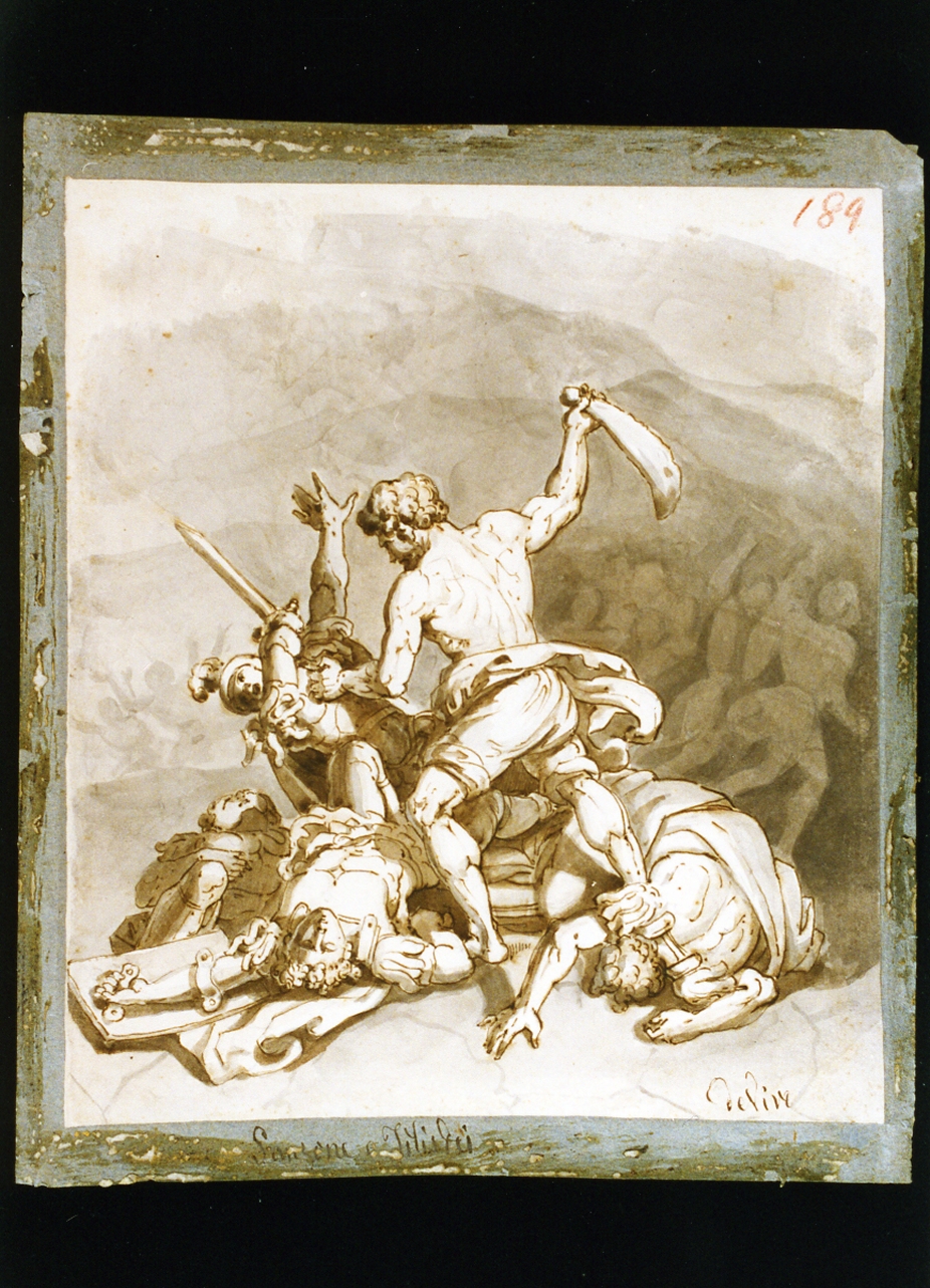 Sansone uccide i Filistei (disegno) di De Vivo Tommaso (metà sec. XIX)