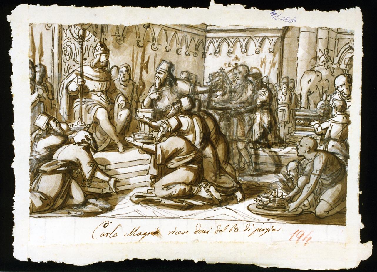 Carlo Magno riceve doni dal re di Persia (disegno) di De Vivo Tommaso (sec. XIX)