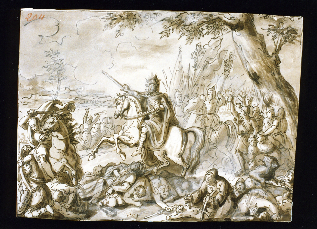 Carlo Martello sconfigge i Saraceni (disegno) di De Vivo Tommaso (sec. XIX)