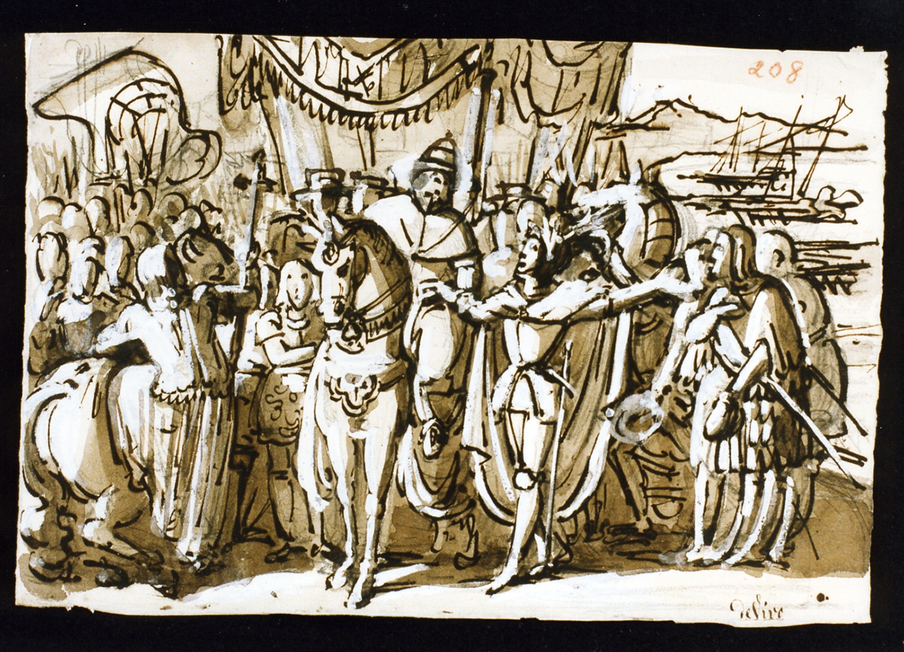 papa Alessandro ricevuto da Guglielmo a Benevento (disegno) di De Vivo Tommaso (sec. XIX)