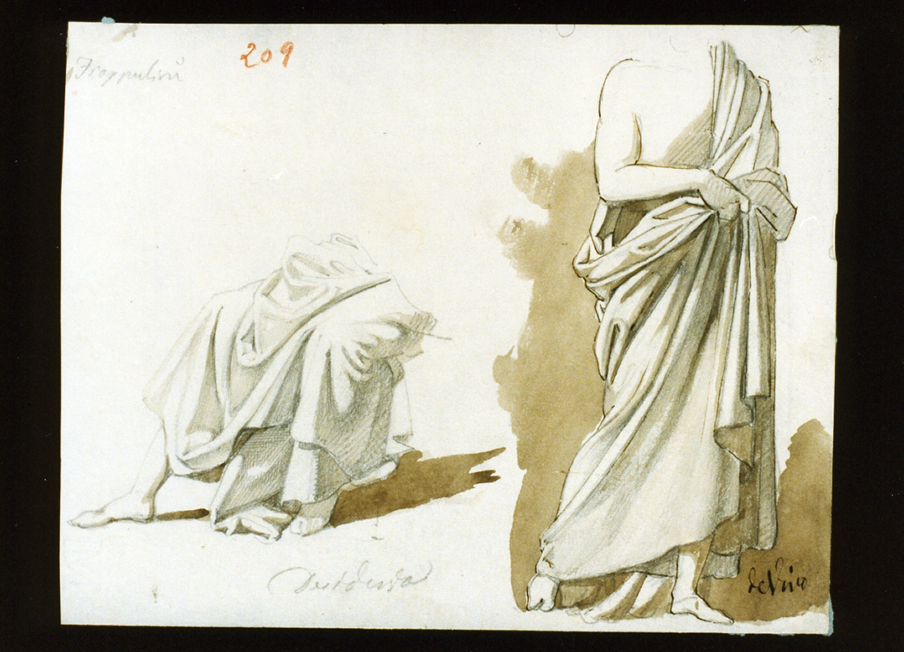 studio di panneggio (disegno) di De Vivo Tommaso (terzo quarto sec. XIX)