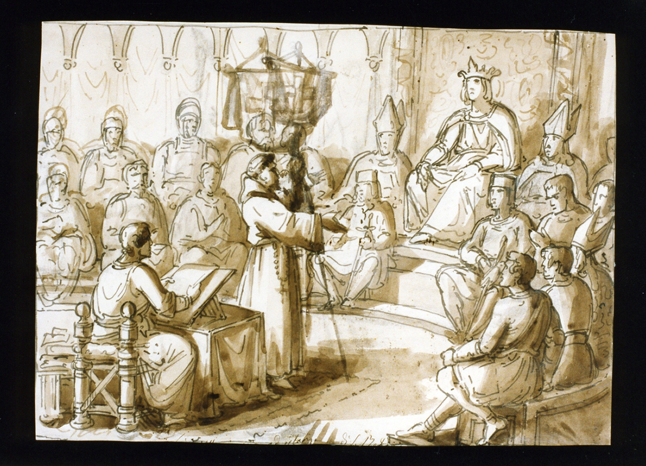 San Bernardo predica la seconda crociata (disegno) di De Vivo Tommaso (sec. XIX)