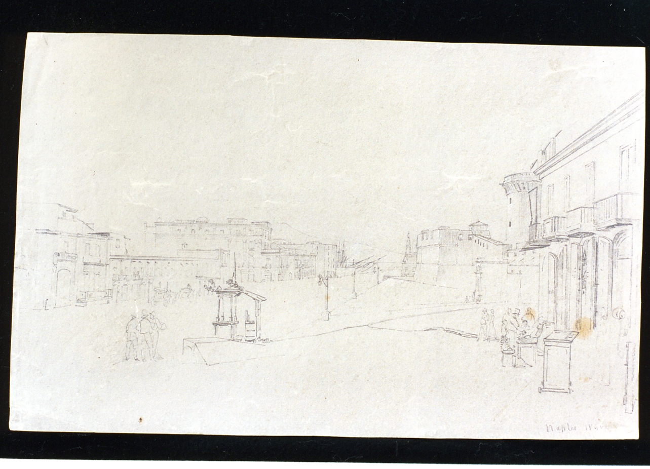 schizzo di veduta al Largo del Castello (disegno) di Vervloet Frans (sec. XIX)