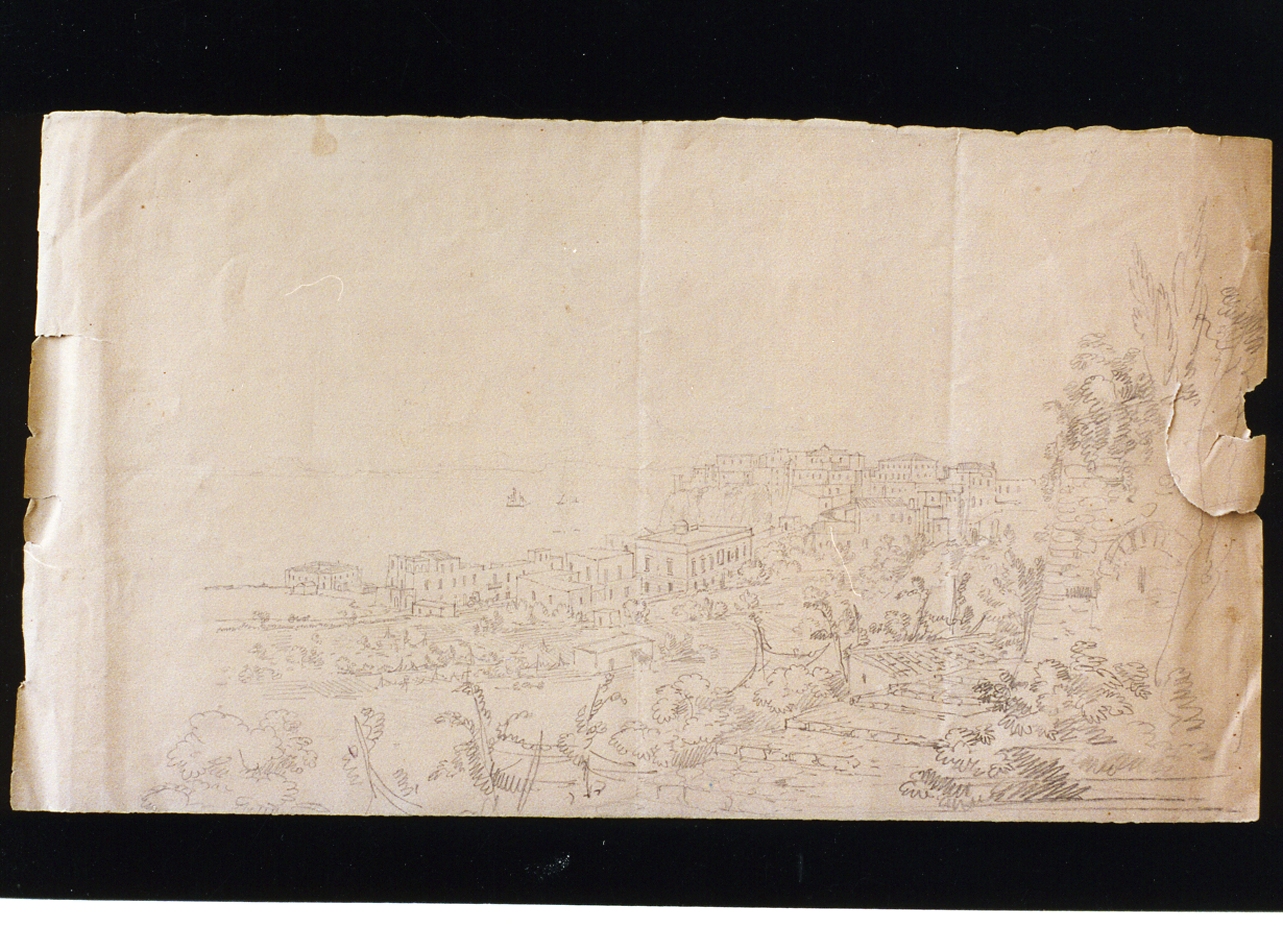 studio di panorama di Pozzuoli (disegno) di Fergola Salvatore (sec. XIX)