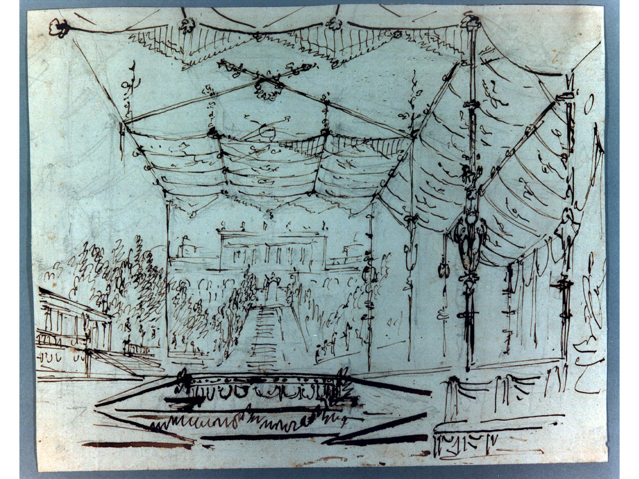 paesaggio con architetture (disegno) di Niccolini Antonio (sec. XIX)